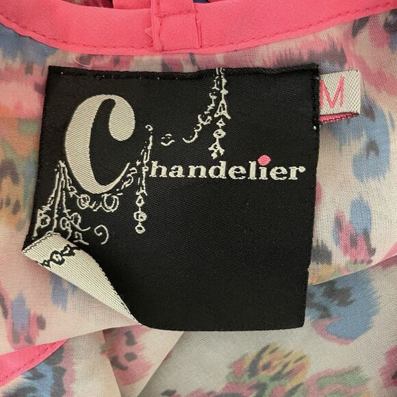 Chandelier Tank Crop Top M Pink Heart Back Floral Abstract Multicolor Y2K LF - Picture 5 of 7